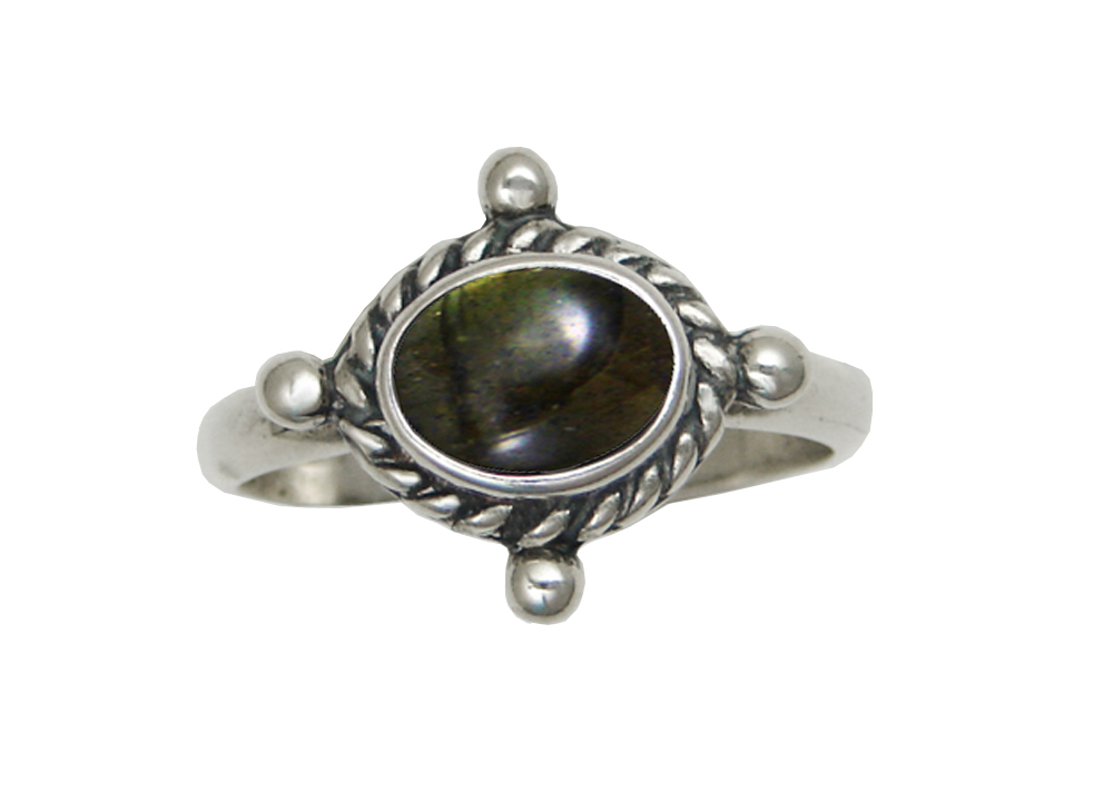 Sterling Silver Gemstone Ring With Spectrolite Size 7